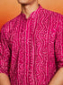 Men's Purple Rayon Digital Print Knee Length Kurta with Dhoti
