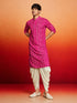 Men's Purple Rayon Digital Print Knee Length Kurta with Dhoti