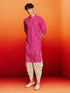 Men's Purple Rayon Digital Print Knee Length Kurta with Dhoti