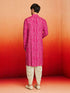 Men's Purple Rayon Digital Print Knee Length Kurta with Dhoti