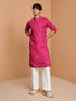 Men's Falsa Bandhani, Printed Knee Length Kurta Pant Set with Wide Leg Pant