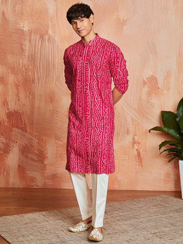 Men's Pink Rayon Kurta And Pyjama Set