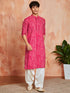 Men's Pink Rayon Kurta And Patyala Set