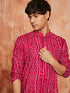Men's Pink Rayon Kurta And Patyala Set