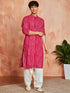 Men's Pink Rayon Kurta And Patyala Set