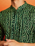 Men's Green Rayon Digital Print Knee Length Kurta with Dhoti