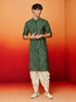 Men's Green Rayon Digital Print Knee Length Kurta with Dhoti