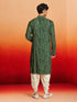 Men's Green Rayon Digital Print Knee Length Kurta with Dhoti