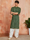 Men's Green Rayon Kurta And Patyala Set