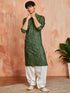 Men's Green Rayon Kurta And Patyala Set