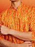 Men's Mustard Rayon Digital Print Knee Length Kurta with Dhoti