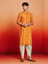 Men's Mustard Rayon Digital Print Knee Length Kurta with Dhoti