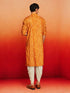 Men's Mustard Rayon Digital Print Knee Length Kurta with Dhoti