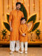 Men's Mustard Bandhni Rayon Kurta & Patiyala Set