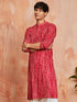 Men's Red Rayon Kurta