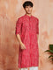 Men's Red Rayon Kurta
