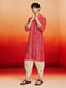 Men Red Rayon Kurta with Dhoti Casual, Summer / Casual, Wedding, Diwali, Holi collection, Festive, Festive Glitz, Navratri, Janmastami, Raksha Bandhan Ethnic Wear