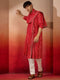 Mens Red Bandhani Kurta Set with Cream Pant and Dupatta