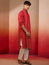Mens Red Bandhani Kurta Set with Cream Pant and Dupatta