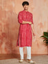 Men's Red Rayon Kurta And Pyjama Set