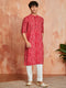 Men's Red Rayon Kurta And Pyjama Set
