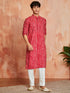 Men's Red Rayon Kurta And Pyjama Set