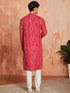 Men's Red Rayon Kurta And Pyjama Set