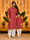 Boys Maroon Rayon Bandhani Kurta Pyjama Set