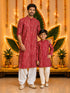 Boys Maroon Rayon Bandhani Kurta Pyjama Set