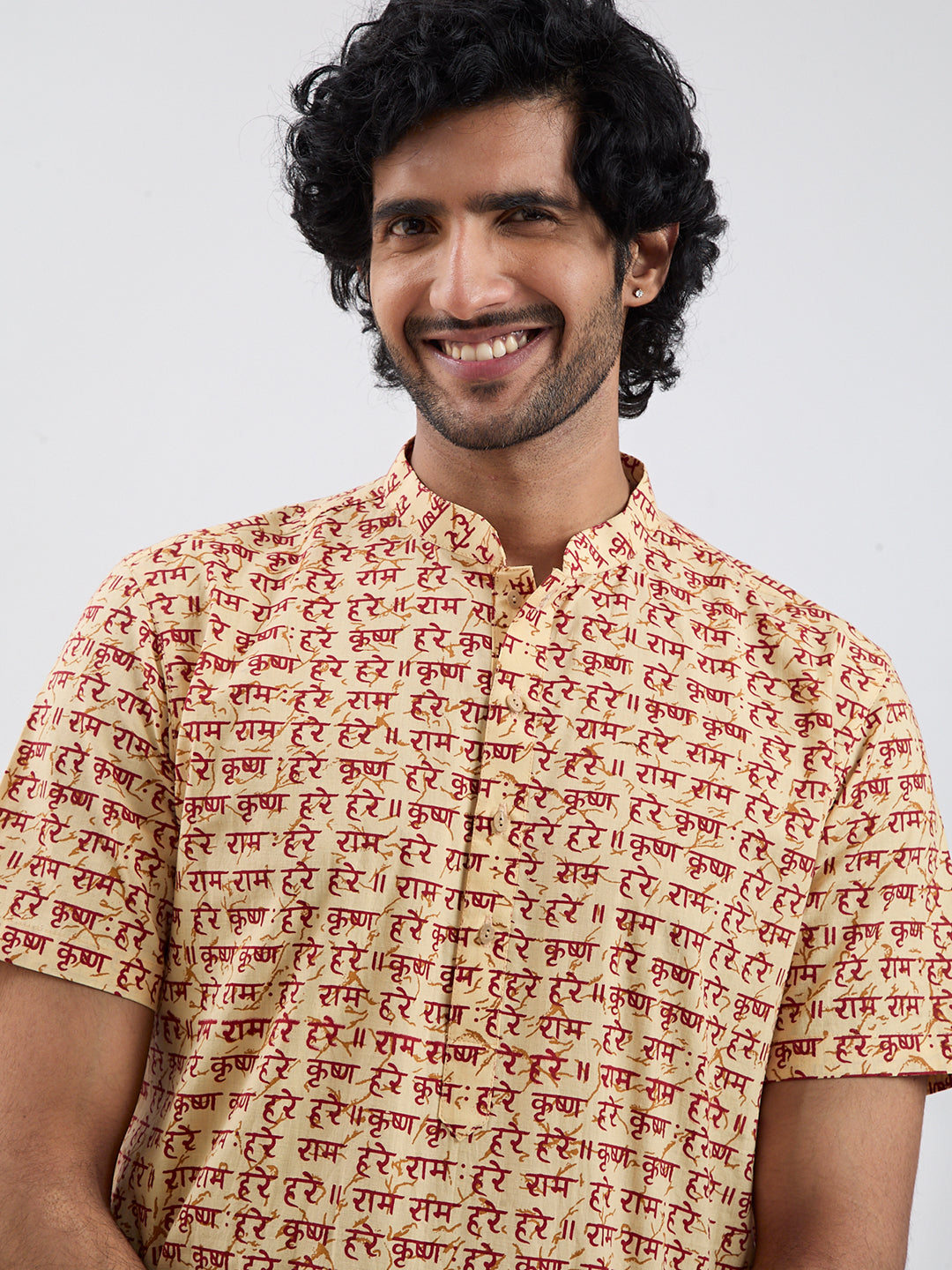 Men's Gold Cotton Kurta And Pyjama Set