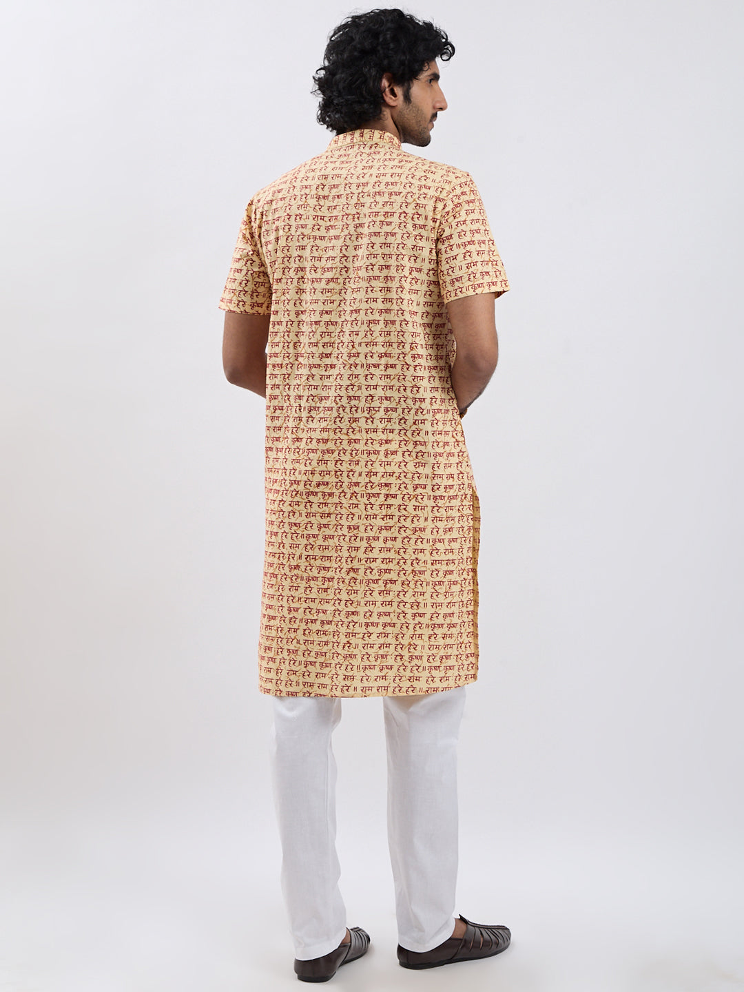Men's Gold Cotton Kurta And Pyjama Set