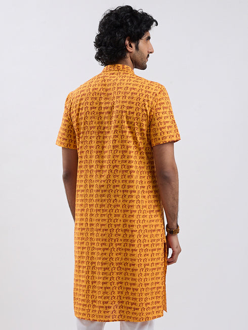 Men's Mustard Cotton Kurta