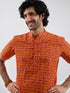 Men's Orange Cotton Kurta And Pyjama Set