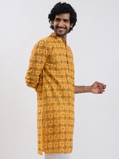 Men's Yellow Cotton Kurta