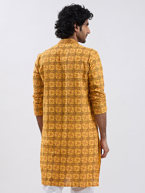 Men's Yellow Cotton Kurta