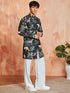 Men's Black Cotton Kurta And Pyjama Set
