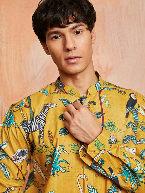 Men's Mustard Cotton Kurta