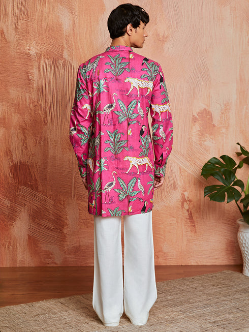 Men's Pink Cotton Kurta And Pyjama Set