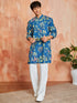 Men's Blue Cotton Kurta And Pyjama Set