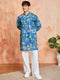 Men's Blue Cotton Kurta And Pyjama Set