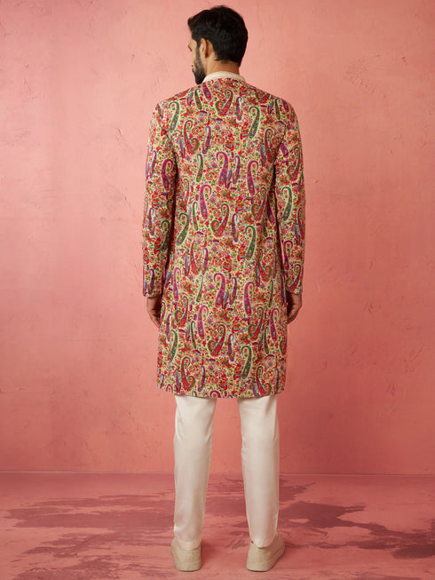 Men's Cream Kurta with Cream Pyjama