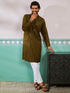 Men's Mehendi Green Rayon Kurta And Pyjama Set