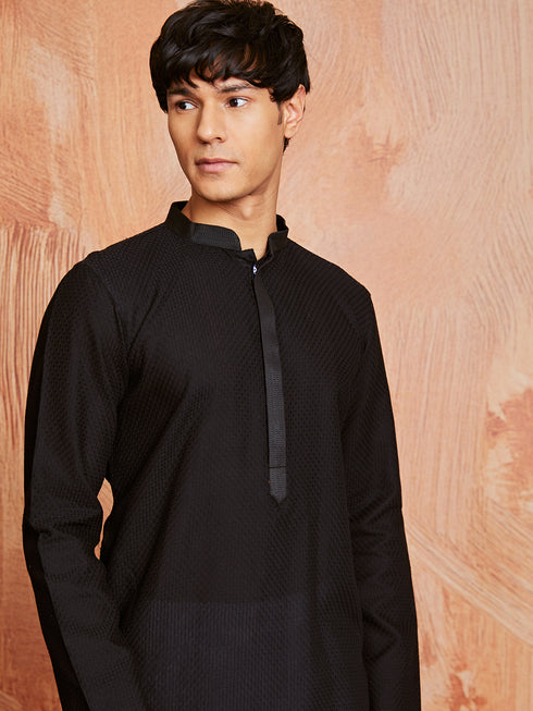 Men's Black Cotton Kurta