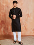 Men's Black Cotton Kurta And Pyjama Set