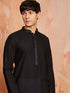 Men's Black Cotton Kurta And Pyjama Set