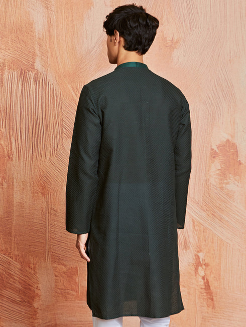 Men's Bottle Green Cotton Kurta