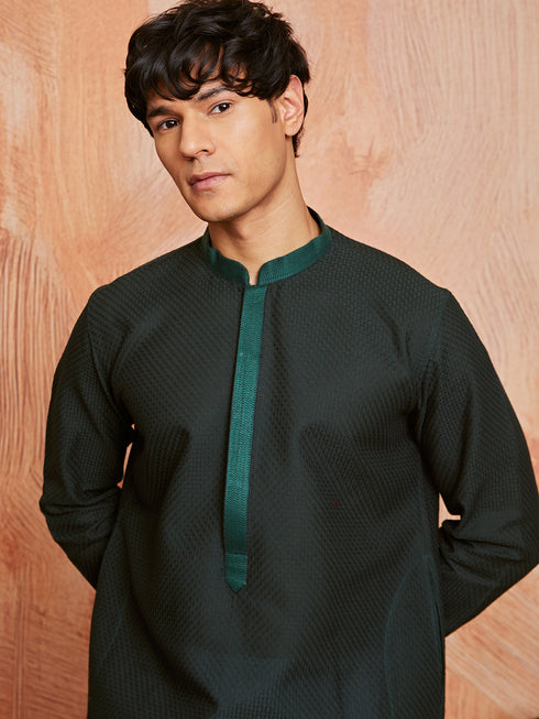 Men's Bottle Green Cotton Kurta