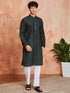 Men's Bottle Green Cotton Kurta And Pyjama Set