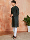 Men's Bottle Green Cotton Kurta And Pyjama Set