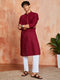 Men's Maroon Cotton Kurta And Pyjama Set